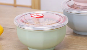 ชามสแตนเลสสองชั้น SYH690 แบบหนา สำหรับใช้ในครัวเรือน ภาชนะใส่อาหารสำหรับครัว ทานข้าว ผลไม้ อาหารหลากสี - Product Image 4