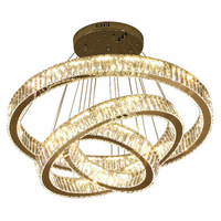 Lustre LED moderne et simple pour salon, salle à manger, hôtel, luminaire suspendu de luxe en cristal K9 rond pour intérieur