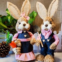 Pâques pastoral coréen fait à la main, en paille lapin mignon, accessoires pour la maison, ornements de magasin, ornements