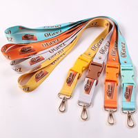 Cordón de poliéster personalizado con impresión a todo color por transferencia térmica, correa para el cuello, soporte para tarjetas de identificación para eventos, con gancho de color personalizado