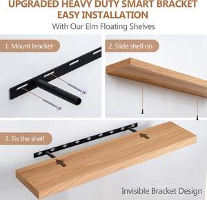 Estantes Flotantes de Madera de Olmo Rústico de <span class=keywords><strong>2</strong></span> Niveles Personalizables, Estantes de Almacenamiento de Hierro Nórdico, Decoración del Hogar, Soportes de Almacenamiento Montados en la Pared - Product Image 4