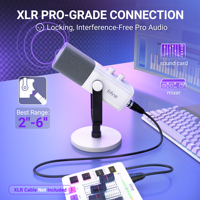Microphone USB/XLR FIFINE AM8W dynamique pour podcast, enregistrement, jeux PC, streaming, avec lumière RVB, contrôle multifonction, microphones de jeu