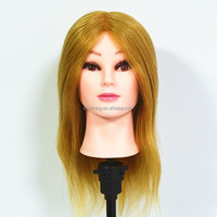 Tête de mannequin naturelle pour entraînement de cheveux, outil de salon, couleur blonde, vente en gros,