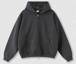 Sudadera con Capucha Unisex de Viaje con Cremallera, 400G, Color Sólido, Corte Holgado, para Hombre y Mujer, 100% Algodón, Casual, Transpirable, Manga Raglán, Otoño - Product Image 3