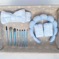 Lot de 12 pièces pour SPA à domicile : Bandeau doux en peluche, bandeaux pour cheveux et poignets, pinceaux de maquillage, kit de lavage pour soins de la peau – Vente en gros usine, personnalisable OEM