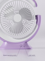 Ventilateur de bureau avec batterie 1200 mAh, 3 vitesses, rechargeable USB-C, veilleuse de chevet, ventilateur portable à 3 couleurs réglables