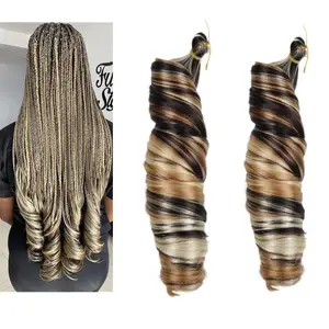 Stock Haar 14-24 Zoll 150g French Curl Crochet Braids Haar Synthetic Silky Pony Curl Flechten Haar verlängerungen Spanish Curl