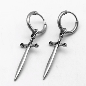 Yunnique – boucles d'oreilles en acier titane avec incrustation de pierres noires, bijoux à la mode pour hommes et femmes, Design géométrique, GZYE-1326 - Product Image 3
