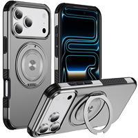 Étui de téléphone portable antichoc avec design magnétique en TPU+PC 2-en-1, support magnétique rotatif à 360° pour iPhone 18