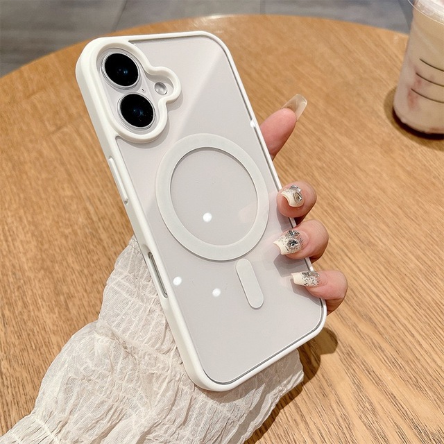 Magnetic Clear Hybrid TPU+PC Shockproof Phone Case Wireless Charging for iPhone 14 15 16 Pro Max