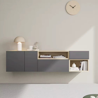 Meuble TV moderne de luxe de style simple sans peinture Meuble de rangement mural en bois Meuble TV flottant pour le salon