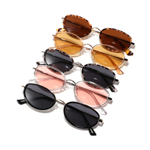 משקפי שמש CONCHEN איכותיים מסגרת מתכת וינטג' קטנה סגלגלה עם עדשות מקוטבות UV400, לוגו בהתאמה אישית, משקפי שמש בעבודת יד מאצטט - Product Image 2