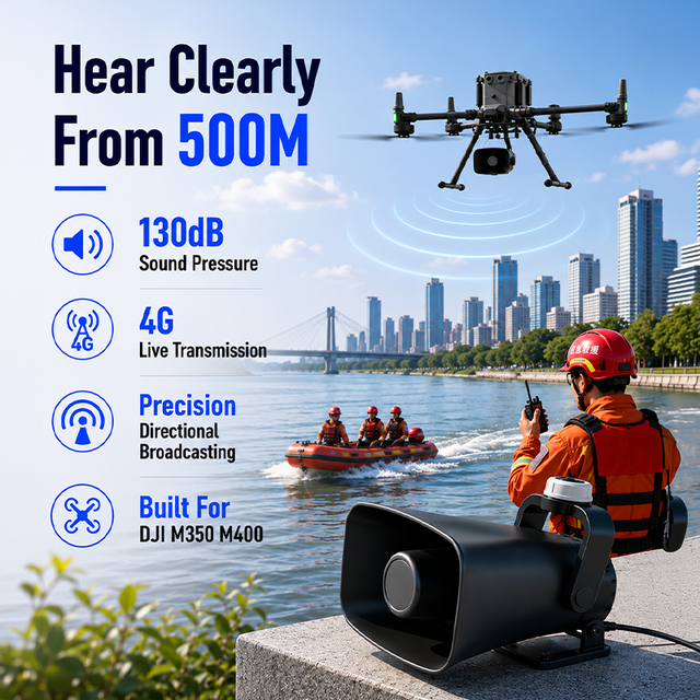 Foxtech M100P Wireless Loudspeaker Audio Amplifier UAV Airborne Megaphone System for DJI M400 M350 M300 RTK Drone