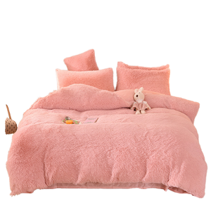 Bộ chăn ga gối đệm lông giả thỏ dày dặn màu trơn năm 2025 phong cách công chúa lãng mạn 4 món - Product Image 2