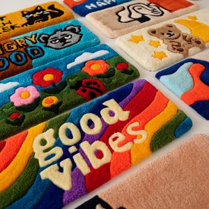Tapis colorés sans perte antidérapant petit tapis de chambre d'adolescent fausse laine doux mignon dessin animé tapis - Product Image 3