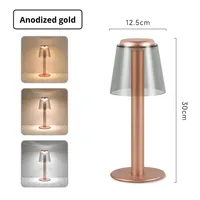 Lampe de bureau LED USB rechargeable tout aluminium Contrôle tactile Dimmable Lumière blanche chaude Design moderne minimaliste pour restaurant