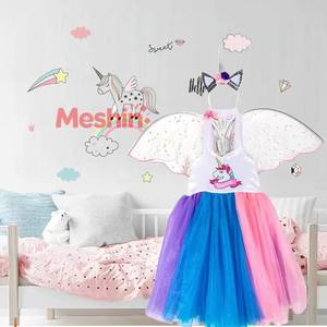 Robe en gaze licorne colorée et mignonne pour filles, idéale pour les spectacles et événements festifs - Product Image 4