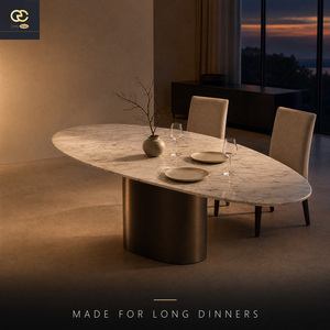 Table <span class=keywords><strong>à</strong></span> manger en marbre italien de style luxueux pour villa et restaurant, mobilier au style épuré, table <span class=keywords><strong>à</strong></span> manger moderne - Product Image 5