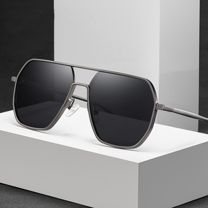 Sunway <b>Eyewear</b> 2024 Oversize Vintage Sunglasses Double Bridge Men Polarized Sport Sunglasses UV400 Night Vision Custom Logo - Product Image 2