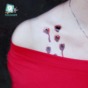 Pegatinas Temporales de Tatuajes de Heridas Sangrientas, Pegatinas de Tatuajes de <span class=keywords><strong>Terror</strong></span> para Halloween, Heridas Realistas Cosidas, Decoración para Fiestas de Halloween - Product Image 1