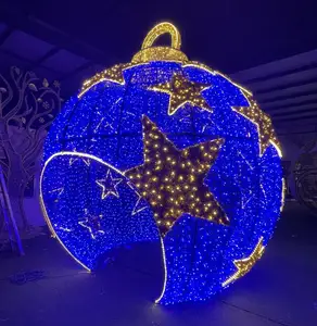 Özelleştirilmiş açık ticari süslemeleri 24V 3D Led Motif ışıkları alüminyum çerçeve noel topu noel hediyesi kutu ışık