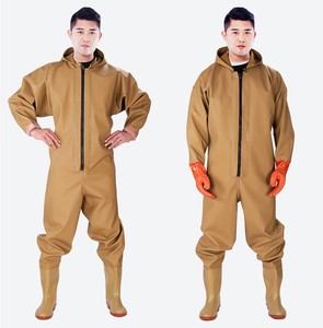 Combinaison <span class=keywords><strong>de</strong></span> pêche imperméable en PVC durable <span class=keywords><strong>de</strong></span> haute qualité pour hommes, avec bottes intégrées - Product Image 2