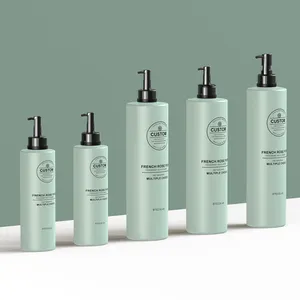 Bouteille de shampooing vide de 500ml Bouteille en plastique d'emballage cosmétique à épaulement plat pour animaux de compagnie