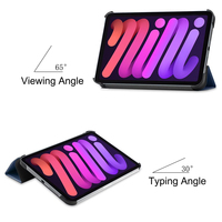 Casing Tablet Kulit PU Lipat Tiga Desain Khusus untuk iPad Mini 6/7/8 Tipis Ringan Pelindung Belakang Tablet PC Pintar