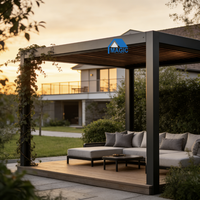 Pergola Bioclimatique Motorisée en Aluminium de Luxe pour Jardin, Toit de Patio à Lames Orientables en Aluminium pour Extérieur