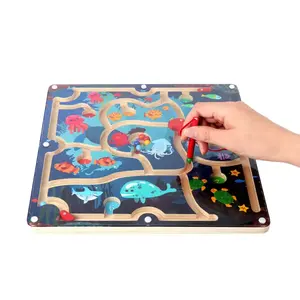 Ahşap eğitim Montessori tahta oyunları oyuncak renk tanıma manyetik haddeleme labirent bulmaca oyunu teşvik eder