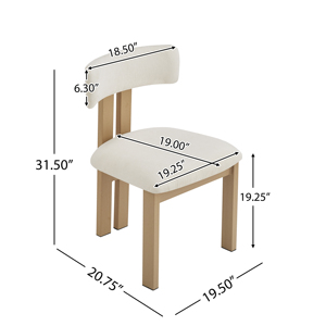 Sillas de comedor tapizadas sin brazos con patas de metal (juego de 2), color beige - Product Image 6