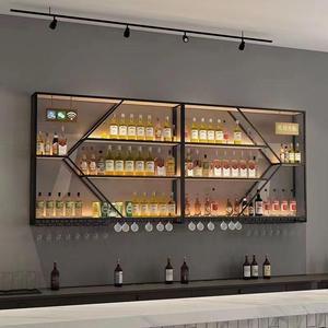 Hiện Đại Kim Loại Bảng Điều Chỉnh Tủ Rượu Sắt Tường Thanh Treo Giá Rượu Vang Với Sáng Kệ Và Màu Đỏ Nho Bia Giá Cho Nhà Hàng Sử Dụng - Product Image 4