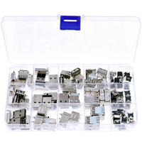 Boîte de connecteurs USB 82 pièces, 14 spécifications, mâle/femelle, mini-plaque de raccordement 2 broches, double couche 90 degrés, 180 degrés