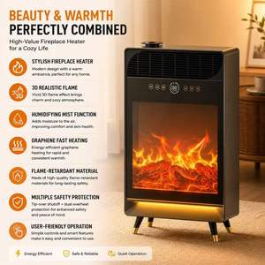 Calentador Eléctrico PTC con Llama 3D, Humidificador, Calentamiento Rápido, Protección Contra Sobrecalentamiento, Calentador de Espacio Independiente para Escritorio y Hogar - Product Image 2