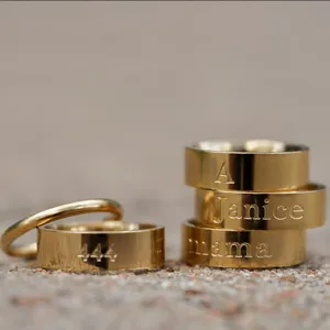 18k 골드 스테인리스 스틸 각인 반지 커플링 남녀 공용 - Product Image 1