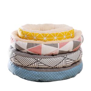 핫 세일 원형 애완동물 침대 플러시 강아지 고양이 침대 실내용 - Product Image 1