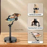 Support de téléphone portable et tablette pliable et télescopique multifonctionnel pour bureau, idéal pour le streaming en direct et le rangement