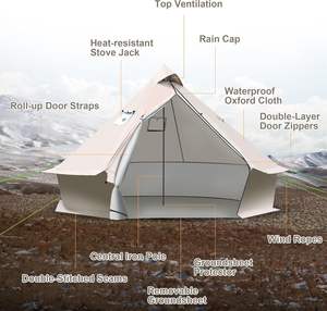 Yurta Mongol de Lujo, Tienda de Campaña de Lona de Algodón Impermeable <span class=keywords><strong>para</strong></span> 4 Estaciones con <span class=keywords><strong>Estufa</strong></span> de Leña, Portátil, Elegante, <span class=keywords><strong>para</strong></span> Acampar, 118 x 118 x 79 - Product Image 2