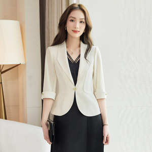 Women's Two Piece Suit Set Solid Color Satin Blazer And Dress Elegant Workwear For Office Wear - Product Image 2