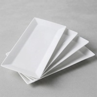 Plats de service rectangulaires en céramique blanche solide PITO Modern 12 pouces, assiettes en porcelaine pour restaurant et hôtel