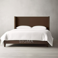 Ensemble de lit en bois de chêne massif de taille double naturel Caractéristique de massage intérieur élégante avec lit Queen Soft Sculptée à la main Solution de rangement pour la maison
