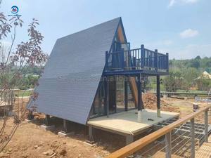 Недорогой каркасный дом стальной конструкции деревянный дом Вилла портативный треугольный дом гостиничный номер крошечный домашний комплект с балконом - Product Image 3