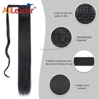 AliLeader – Extension de cheveux synthétiques 34 pouces, postiche à Clip, queue de cheval enveloppante pour femmes noires