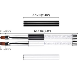 Pinceau à ongles plat avec manche en métal orné de strass, pinceau pour extension de gel, pour salon de manucure professionnel - Product Image 6