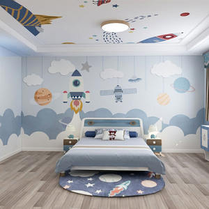 <span class=keywords><strong>Papier</strong></span> <span class=keywords><strong>peint</strong></span> moderne 3D dessin animé fusée spatiale pour garçons et filles <span class=keywords><strong>chambre</strong></span> à coucher tissu de soie sans couture Mural décoration murale fond - Product Image 2