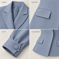 Blazer court personnalisé pour femme à revers cranté, manches longues, poignets boutonnés, couleur unie, idéal pour tenue de bureau ou décontractée
