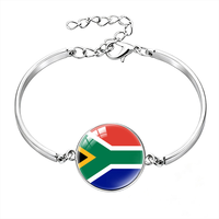 Bracelet personnalisé avec cabochon drapeau national du Sénégal, bracelet en métal avec pierre précieuse pour souvenir de voyage et cadeau de fête