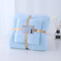 Ensemble de serviettes de bain en microfibre de luxe couleur unie avec logo personnalisé d'usine, 2 pièces compressées et jetables