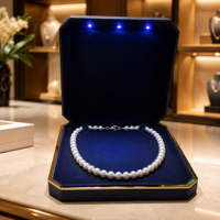Boîte à bijoux LED 2 pièces personnalisable avec logo, en cuir de luxe, petite quantité minimale de commande, pour bagues, colliers, boucles d'oreilles, bracelets, prête à être expédiée, en stock