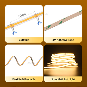 High Efficiency 480LED IP20 8mm Cob LED Strip <b>Light</b> 3000K/4000K/6500K 24V Flexible Tape with for Remote Control - Product Image 5
